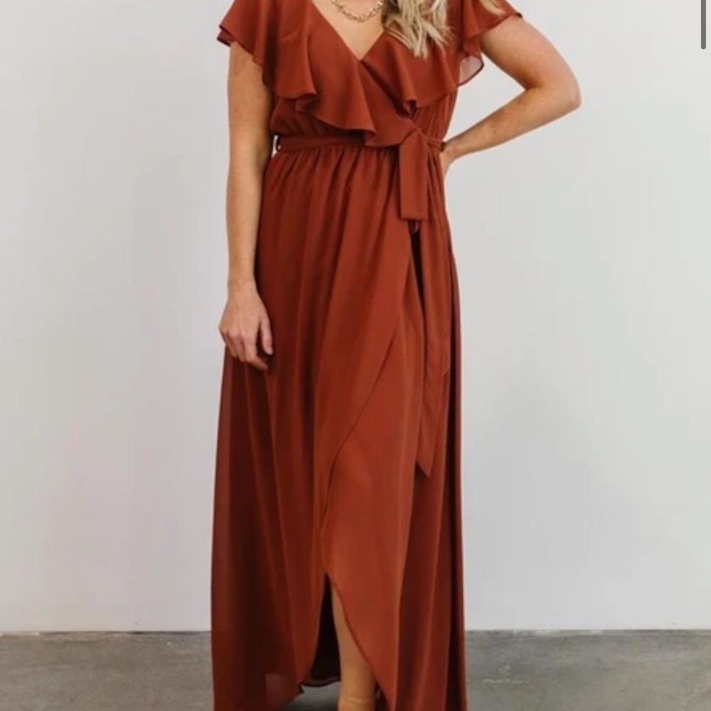 NWOT Baltic Born - Katya Ruffle Maxi Dress - Rust XS